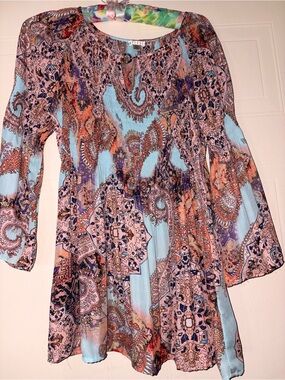 Spense Boho Paisley Bell Sleeved Top